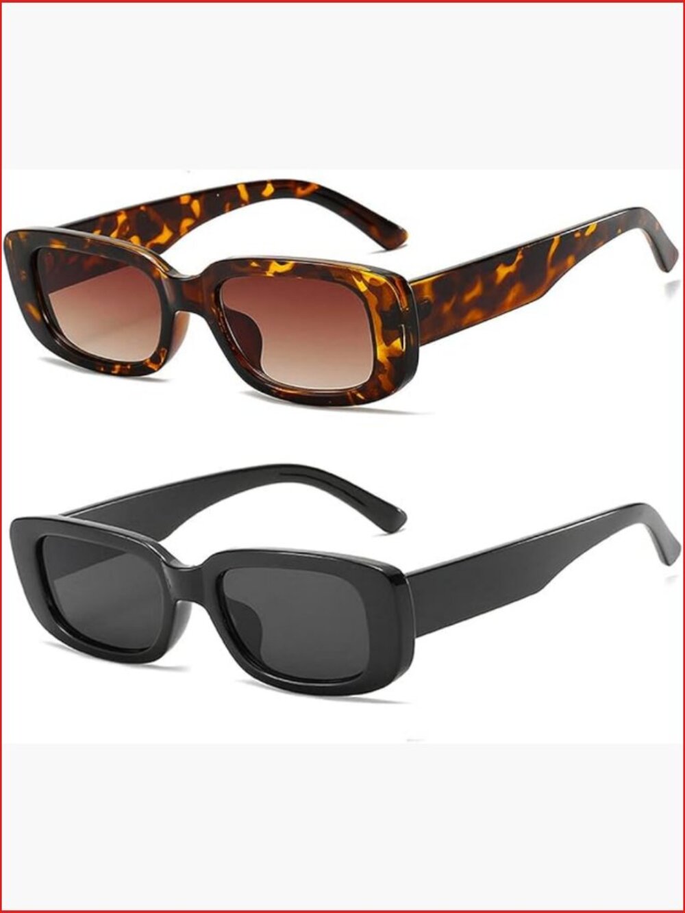 Retro Square Rectangle Sunglasses UV400 Protection Non-Polarized Plastic Frame
